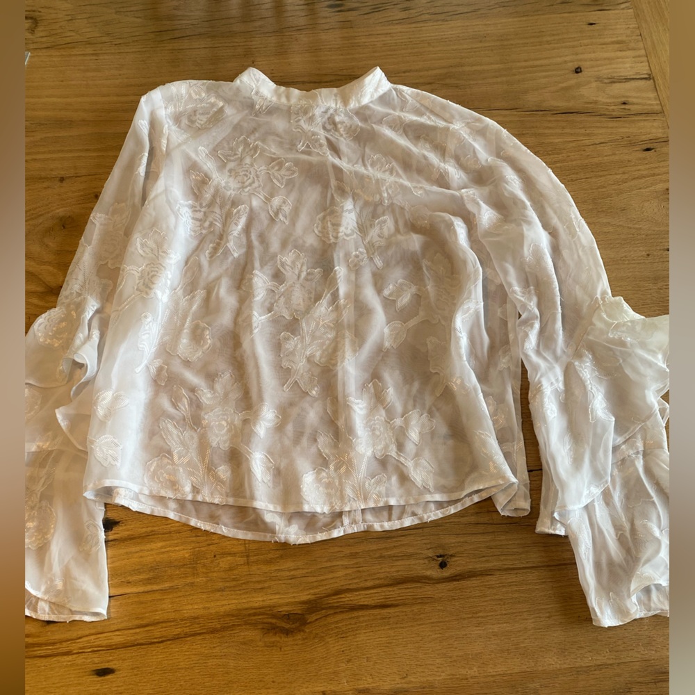 Wild Pearl‎ Ruffled Long Sleeve Blouse Women’s Large Preloved